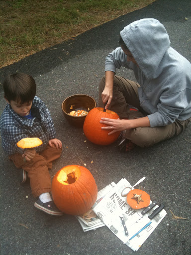 The first thing my son said when I cut the top off the pumpkin: 