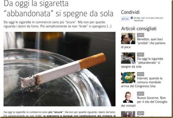 Da oggi la sigaretta “abbandonata” si spegne da sola - DaringToDo.com Da oggi la sigaretta “abbandonata” si spegne da sola - DaringToDo.com