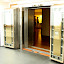 The safe doors that protect each floor; significantly large!