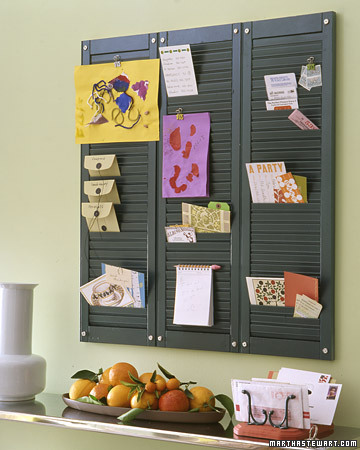 A trio of shutters makes a perfect entryway organizer (Martha Stewart Living) A trio of shutters makes a perfect entryway organizer (Martha Stewart Living)