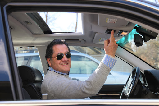 And look, he's even opening the sunroof so we can get even more interesting smelling air!