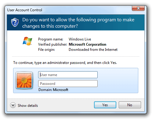 pop up konfirmasi administrator windows 7