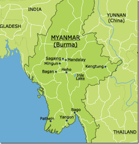 map burma myanmar Yangon Bagan Inle