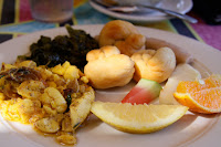 Ackee and saltfish with johnny cakes
