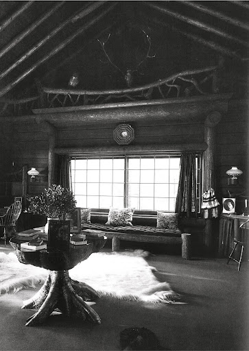 I love the use of animal furs in decorating (though I prefer faux). It really warms up a room. Kamp Kill Kare, c. 1935. (