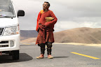 Monk at Lakpa La pass, 5250 m.