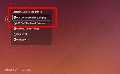 GNOME Flashback Session in Ubuntu - login versione Compiz e Metacity