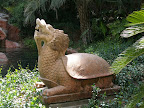 A Chinese-inspired turtle-lion statue outside the MGM Mirage.