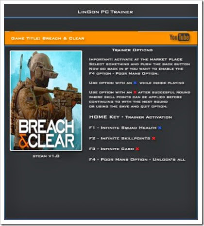 Breach & Clear  4 Trainer LinGon