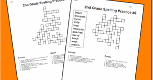FREE 2nd Grade Spelling Word Crossword Puzzles