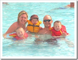 Florida vacation at condo pool Trish and family