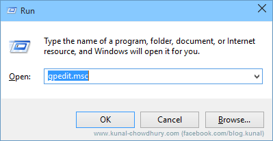 Open Windows Group Policy Editor (gpedit.msc) (www.kunal-chowdhury.com) Open Windows Group Policy Editor (gpedit.msc) (www.kunal-chowdhury.com)