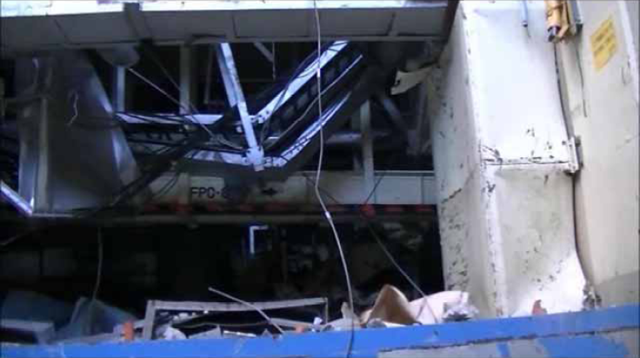Wreckage in equipment hatch in the reactor building at Unit 3, Fukushima Daiichi Nuclear Power Station, 12 October 2011. TEPCO