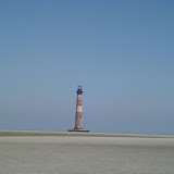 Morris Island Lighthouse at low tide.