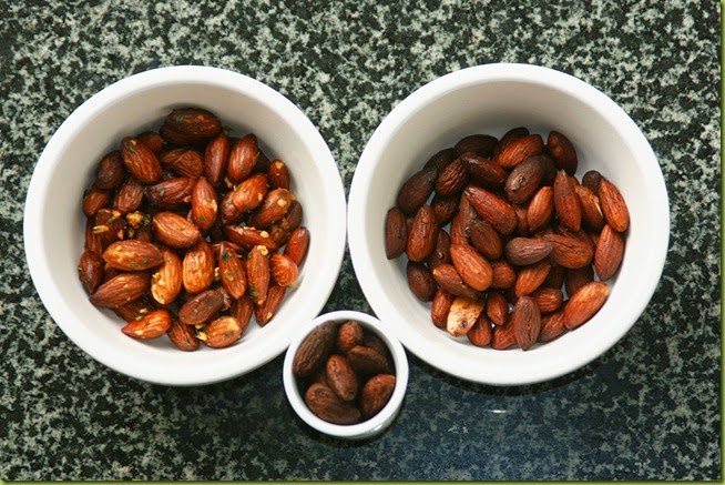 garlic and herb roasted almonds maple syrup and cinnamon spiced almonds nuts