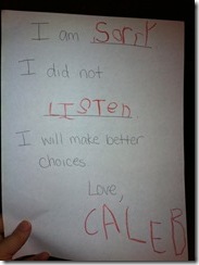 Caleb's apology