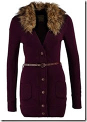 Khujo mauve faux fur collar cardigan Khujo mauve faux fur collar cardigan