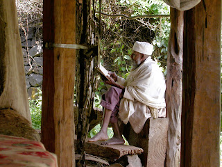 Monk at Ura Kidane Mehret, Zege peninsular on Lake Tana BD.UhraKidaneMehret9.JPG