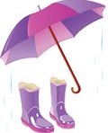 70894-Royalty-Free-RF-Clipart-Illustration-Of-A-Purple-Umbrella-With-A-Pair-Of-Boots-And-Rain