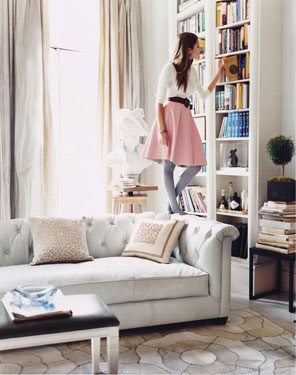 Afraid of incorporating bright pinks and custards? Take a note from this room, and go for a more muted look. 
(Domino Magazine)