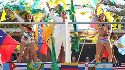 Jennifer López, Pitbull y Claudia Leitte grabando video oficial del Mundial Brasil 2014
