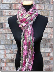 Skinny Pink and Green Scrappy Scarf