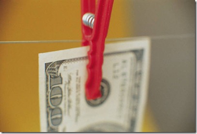 Money on clothespin