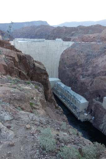 Deep in the canyon is a power plant.