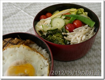 ロコモコ丼とサラダ弁当(2012/09/19)