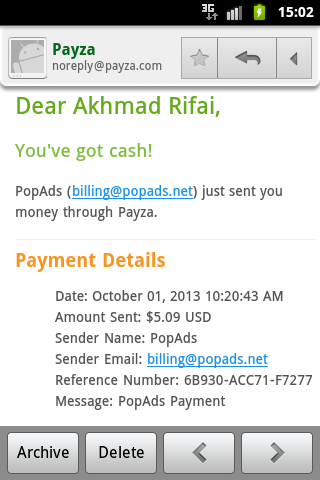 bukti pembayaran popads.net