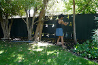 Jen's friend Joanne tests the bird garland.