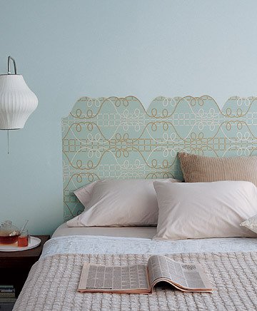 Love a bold print but are too afraid cover your room in it? Use a piece to create a custom headboard. You'll get the pattern you crave and save on the cost (and bulk) of a traditional bed frame. Love a bold print but are too afraid cover your room in it? Use a piece to create a custom headboard. You'll get the pattern you crave and save on the cost (and bulk) of a traditional bed frame.