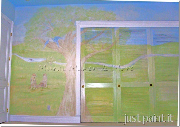 mural on louvered doors