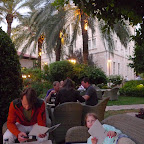 A hard-earned dinner at the outside grill restaurant of the American Colony Hotel