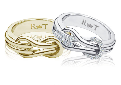 The Tie the Knot rings capture features a nautical knot in 14K white, yellow or rose gold that can be worn with or without diamonds. The Tie the Knot rings capture features a nautical knot in 14K white, yellow or rose gold that can be worn with or without diamonds.