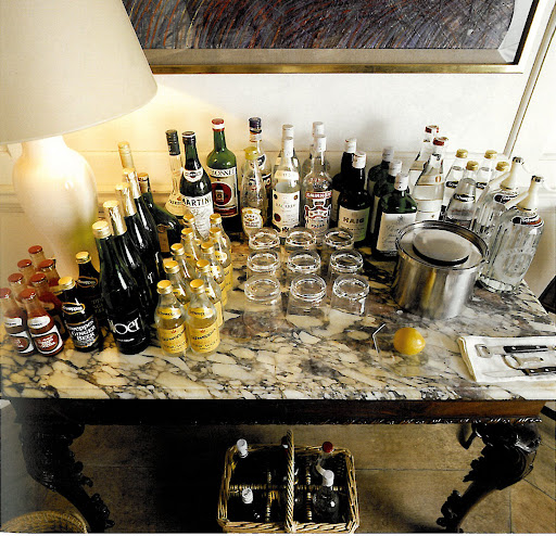 Every host needs a bar and I plan on setting one up in either my living or dining room. I love the marble top on of this table - it's exquisite.
