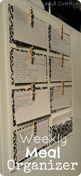 Weekly Meal Organizer from Young and Crafty Sisters - 8 DIY Menu Planner Ideas