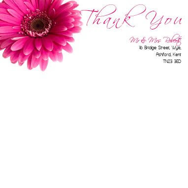 Hot Pink Gerbera - JPGS 9 Thank You Notepaper