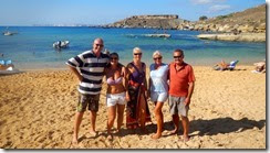 Das Segelteam von Ragusa auf Malta (Roy, Jessica, Helen, Bev und Kevin)