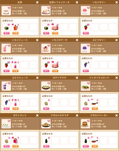 Myレシピ49~60 ポケコロ,ポケットコロニー,レシピ