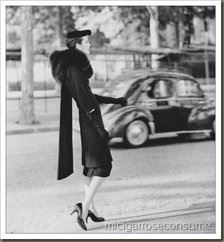 Woman-modeling-Balenciaga-coat-and-dress