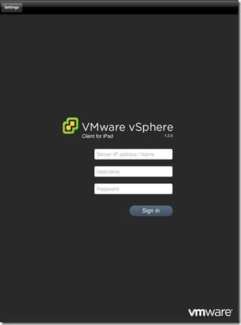 iPad vSphere Client Logon