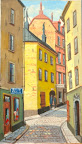 Gamlastan art. nr 20059. Mått ink. ram 40x63 olja på pannå. Signerad Lindblom