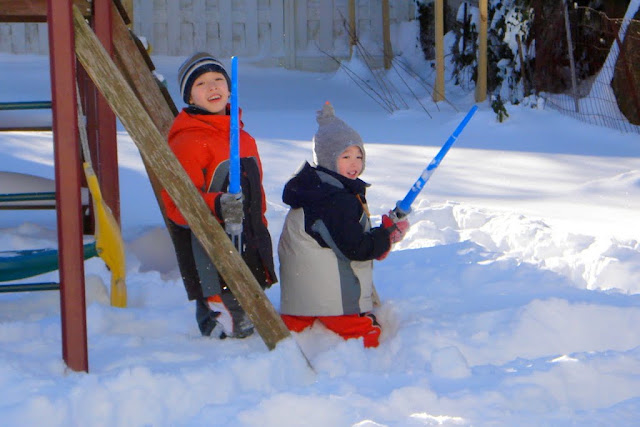 The boys enjoying planet Hoth