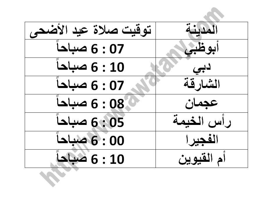 موعد صلاة عيد الاضحي 2013 في مصر وجميع الدول العربية - اخبار وطني