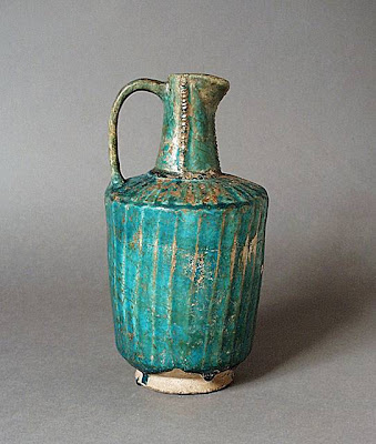 Ewer Iran Ewer, 12th or early 13th century Ceramic; Vessel, Fritware, monochrome turquoise glaze, Height: 10 in. (25.4 cm) Gift of Mrs. Eloise Mabury Knapp (M.53.1.6) Art of the Middle East: Islamic Department.