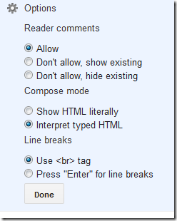 post editor options post editor options