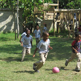 Daribelto and Andy race toward the goal, with Raidi and Luigi in pursuit.