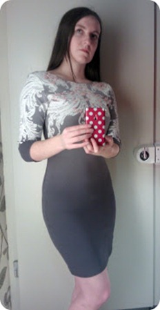RIVER ISLAND GREY DIP DYE JEWELLED BODYCON DRESS