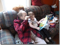 2011-10-23 Caelun and Grandpa Bob read a book 002